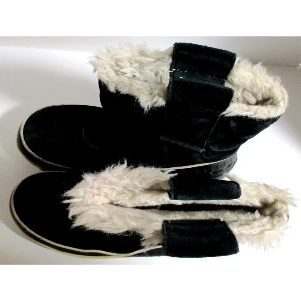 Sorel Women's Black Suede Ankle Winter Boots Size 8 READ